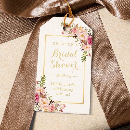Bruidsfeest Dank Je Elegante Chic Bloemen Cadeaulabel
