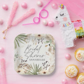 Bruidsfeest dank je moderne pampagras bladgroen papieren bordje (Feest)