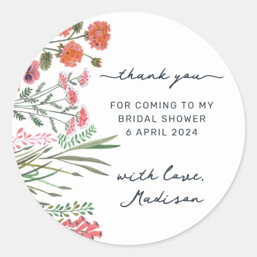 Bruidsfeest Dank Je Ronde Sticker (Voorkant)