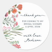 Bruidsfeest Dank Je voor de Wilde Bloemen Ronde Sticker (Voorkant)