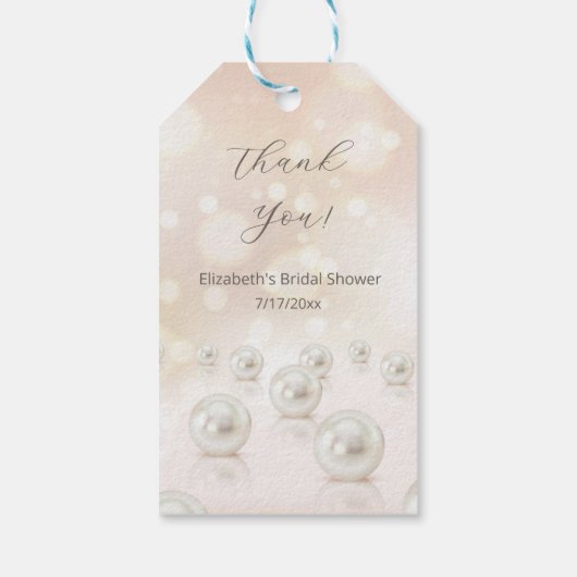 Bruidsfeest Dank Je Wel met Parels Cadeaulabel (Achterkant)