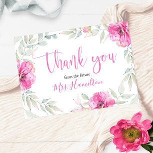 Bruidsfeest Dank Je Wel Roze Botanische Bloemen Bedankkaart