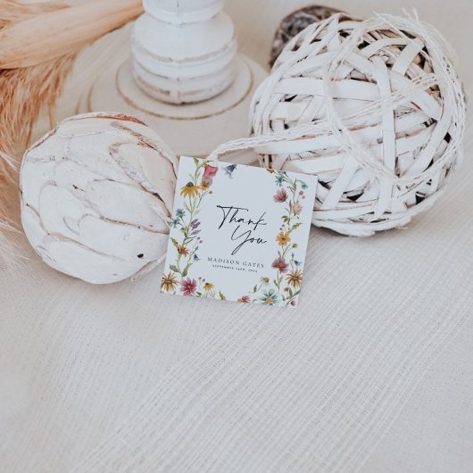 Bruidsfeest Dankkaart met Bloemen Bedankjes Labels