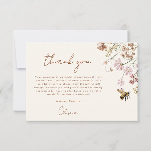 Bruidsfeest Dankkaart Wilde Bij Bedankkaart (Voorkant)