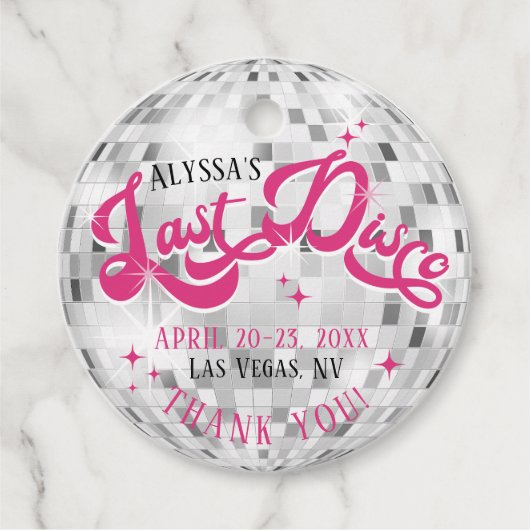 Bruidsfeest: de Laatste Disco Bal Afscheid Voor De Bedankjes Labels (Voorkant)