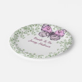 Bruidsfeest decoratie Roze vlinder groen Papieren Bordje (Gekanteld)