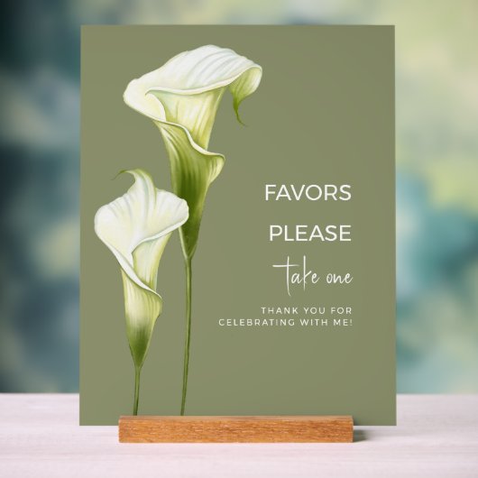 Bruidsfeest Delicate Calla Lilies | Acryl Bord (Neutraal)