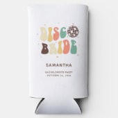 Bruidsfeest Disco Bruid Naam Retro Op Maat Seltzer Blikjeskoeler (Voorkant)