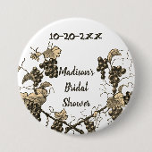 Bruidsfeest druivenranken bruiloftsfeest ronde button 7,6 cm (Voorkant)