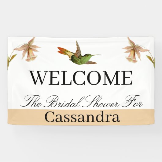 Bruidsfeest | Elegante Kolibrie Waterverf Spandoek (Horizontaal)