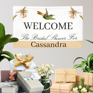 Bruidsfeest | Elegante Kolibrie Waterverf  Spandoek