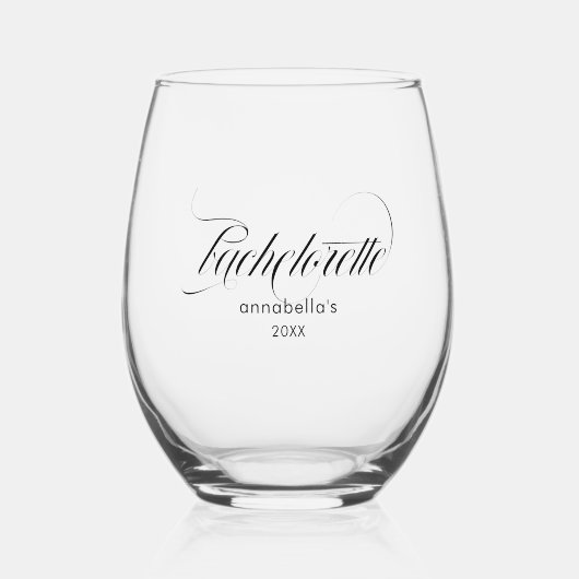 Bruidsfeest Elegante Script Typografie Wijnglas Zonder Voet (Voorkant)