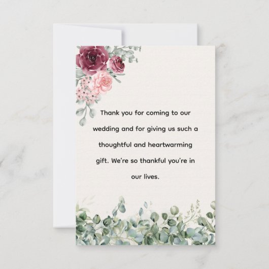 Bruidsfeest Eucalyptus Bloemen Bedankkaart (Achterkant)