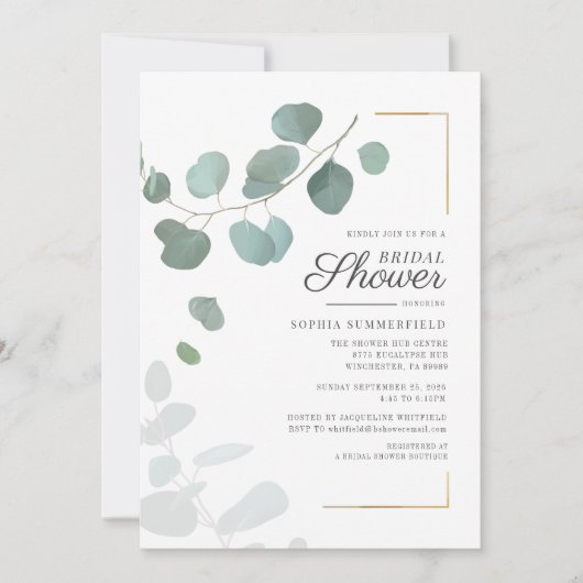 Bruidsfeest Eucalyptus Script Groene Vetplant Kaart (Voorkant)
