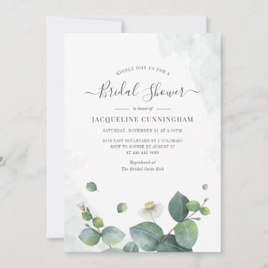 Bruidsfeest Eucalyptus Succulente Groene Decoratie Kaart (Voorkant)