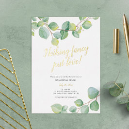 Bruidsfeest Eucalyptus Waterverf Groene decor Folie Uitnodiging