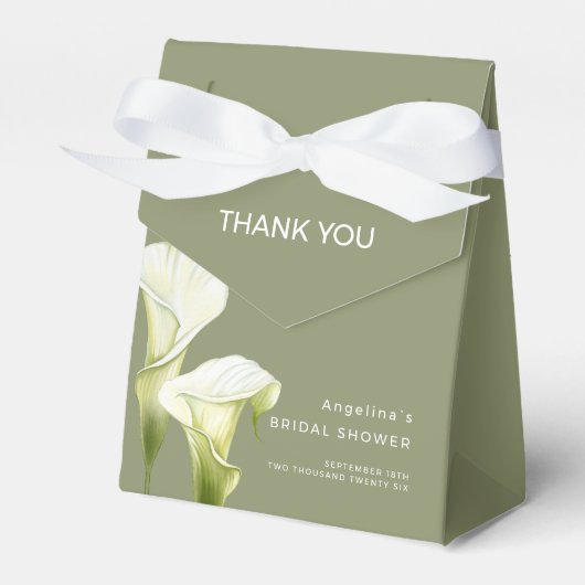 Bruidsfeest Favor Dozen "Dunne calla lilies". Bedankdoosjes (Voorkant Zijde)