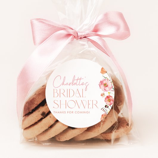 Bruidsfeest Favor met bloemen en klaprozen Ronde Sticker