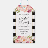 Bruidsfeest Favor met Moderne Strepen Bloemendecor Cadeaulabel (Voorkant)