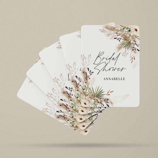 Bruidsfeest favor pampas eucalyptus elegant pokerkaarten