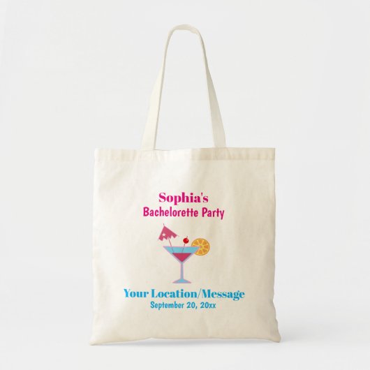 Bruidsfeest Favor Roze Cocktail Bruiloft Tote Bag (Voorkant)