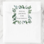 Bruidsfeest Favor Seal Smaragd Bosblad Vierkante Sticker (Tas)