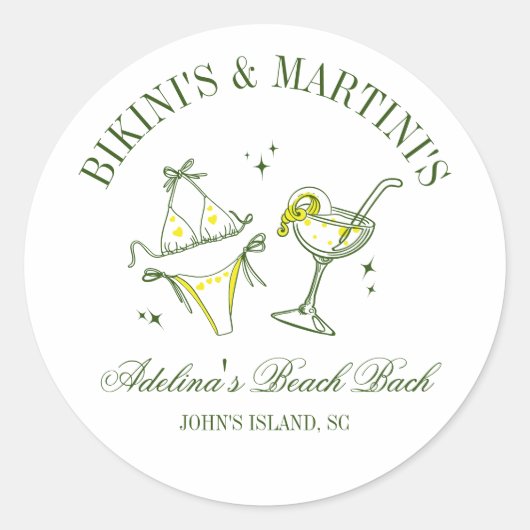 Bruidsfeest Favor Sociaal Club Ronde Sticker (Voorkant)