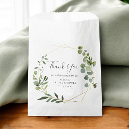 Bruidsfeest favor tasje met botanisch groen bedankzakje