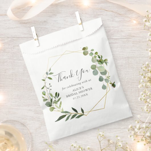 Bruidsfeest Favor Zak met Botanisch Groen Bedankzakje (Geknipt)