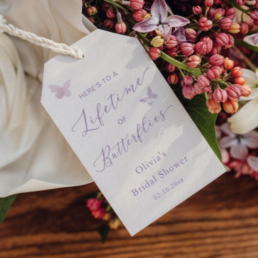 Bruidsfeest favoriet: Een leven lang vlinders Cadeaulabel