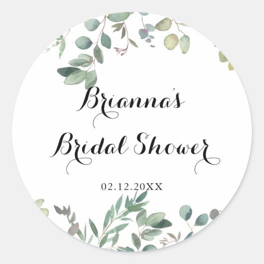 Bruidsfeest Favoriet Eucalyptus Loof Ronde Sticker (Voorkant)