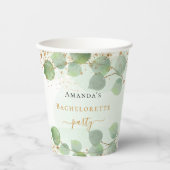 Bruidsfeest feest eucalyptus glitters monogram papieren bekers (Voorkant)