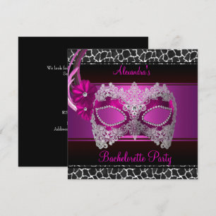 Bruidsfeest Feest Roze Masker Zwart Wit Kaart
