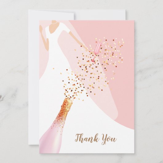 Bruidsfeest Feestelijke Roze Kwarts Roze Bedankkaart (Voorkant)