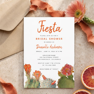 Bruidsfeest Fiesta Cactus Bloemen Waterverf Kaart