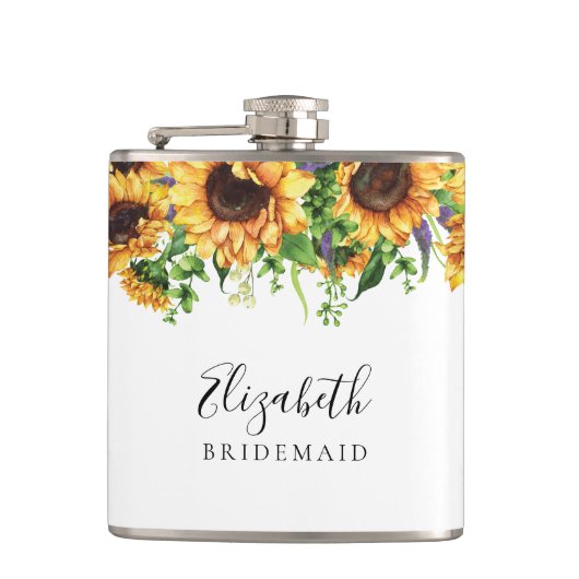 Bruidsfeest fles zonnebloem heupfles (Voorkant)