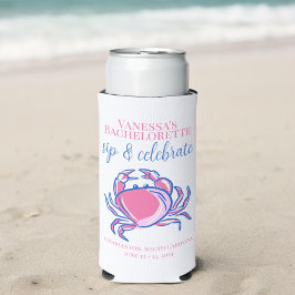 Bruidsfeest Flesje & Roze Krab Favoriet Geschenkje Seltzer Blikjeskoeler