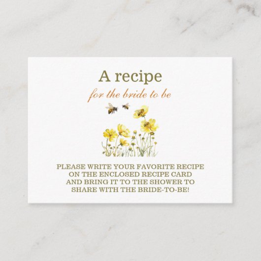 Bruidsfeest floral shower Recept Informatiekaartje (Voorkant)
