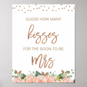 Bruidsfeest Florale Raad hoeveel Kusjes Poster