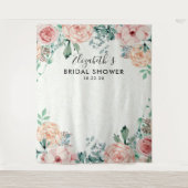 Bruidsfeest Foto Achtergrond Aquarel Bloemen Wandkleed (Voorkant)