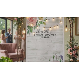 Bruidsfeest Foto Achtergrond Bloemen Hout Lichtjes Stof