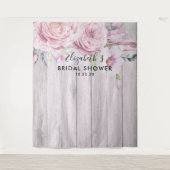 Bruidsfeest Foto Achtergrond Bloemen Roestig Hout Wandkleed (Voorkant)