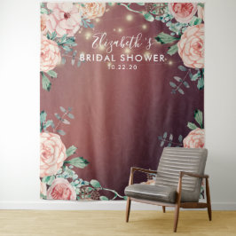 Bruidsfeest Foto Achtergrond Bloemen Slingers Verl Wandkleed