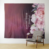 Bruidsfeest Foto Achtergrond Boho Bloemen Burgundy Wandkleed (In Situ (horizontaal))