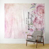 Bruidsfeest Foto Achtergrond Boho Bloemen Veren Wandkleed (In Situ (horizontaal))