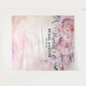 Bruidsfeest Foto Achtergrond Boho Bloemen Veren Wandkleed (Voorkant (horizontaal))