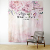 Bruidsfeest Foto Achtergrond Boho Bloemen Veren Wandkleed (In situ)