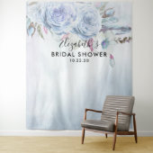 Bruidsfeest Foto Achtergrond Boho Bloemen Veren Wandkleed (In situ)