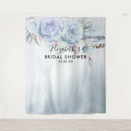 Bruidsfeest Foto Achtergrond Boho Bloemen Veren Wandkleed