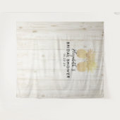 Bruidsfeest Foto Achtergrond Gouden Ananas Koppel Wandkleed (Voorkant (horizontaal))